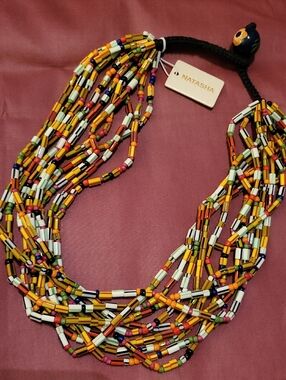 Natasha Couture Multistrand Beaded Necklace with Yellow, White & Black Accents